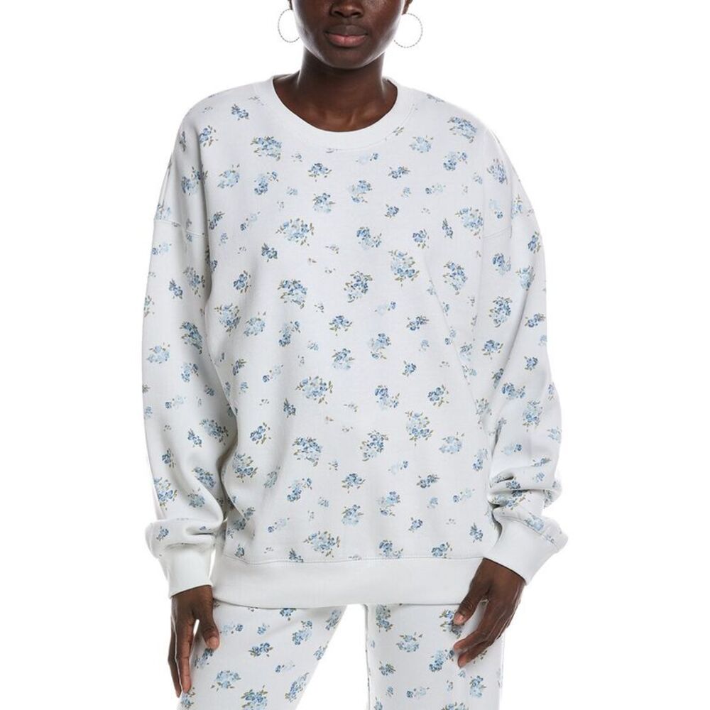 Vintage Havana Womens  Proweave Ditsy Print Crewneck Sweatshirt, White